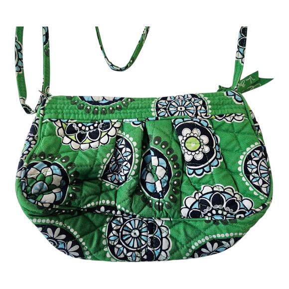 VERA BRADLEY Cupcake ON THE GO Paisley Purse Green Blue Zipper Shoulder Strap - Picture 2 of 5
